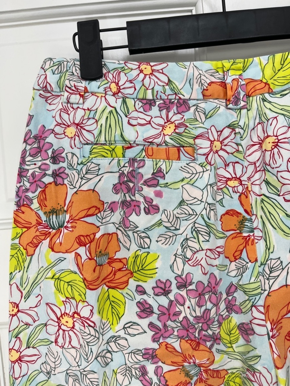 Talbots Stretch Cotton Blend Floral Watercolor Print Straight Leg Pants - Size 6 - Picture 9 of 11